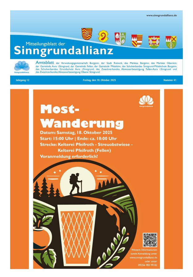 Mitteilungsblatt der Sinngrundallianz Titelblatt 41/2025