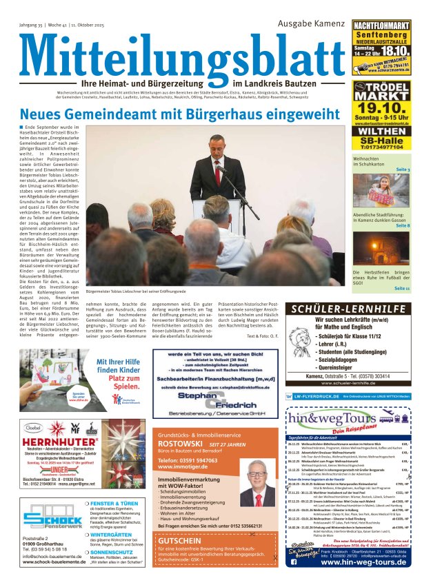 Mitteilungsblatt LK Bautzen Ausgabe Kamenz Titelblatt 40/2025