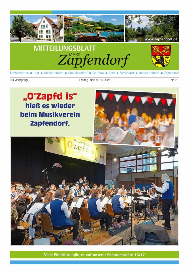 Mitteilungsblatt Markt Zapfendorf Titelblatt 21/2025