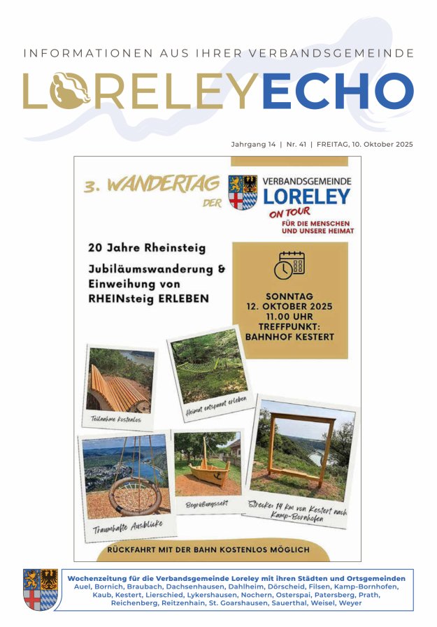 Loreley-Echo - Mitteilungsblatt der Verbandsgemeinde Loreley Titelblatt 41/2025