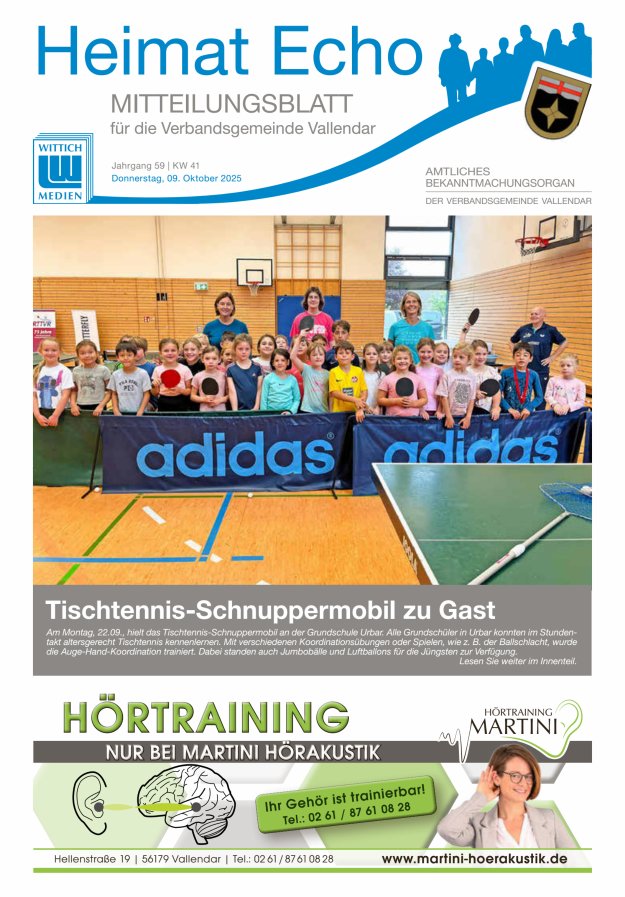Heimat-Echo - Heimat- und Bürgerzeitung Verbandsgemeinde Vallendar Titelblatt 41/2025