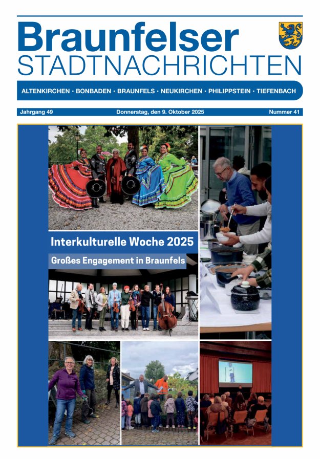 Braunfelser Stadtnachrichten Titelblatt 41/2025