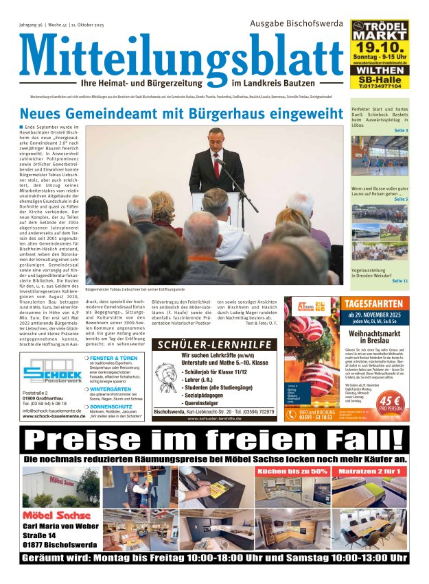 Mitteilungsblatt LK Bautzen Ausgabe Bischofswerda Titelblatt 40/2025