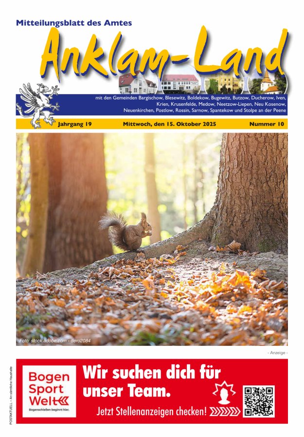 Mitteilungsblatt des Amtes Anklam-Land Titelblatt 10/2025