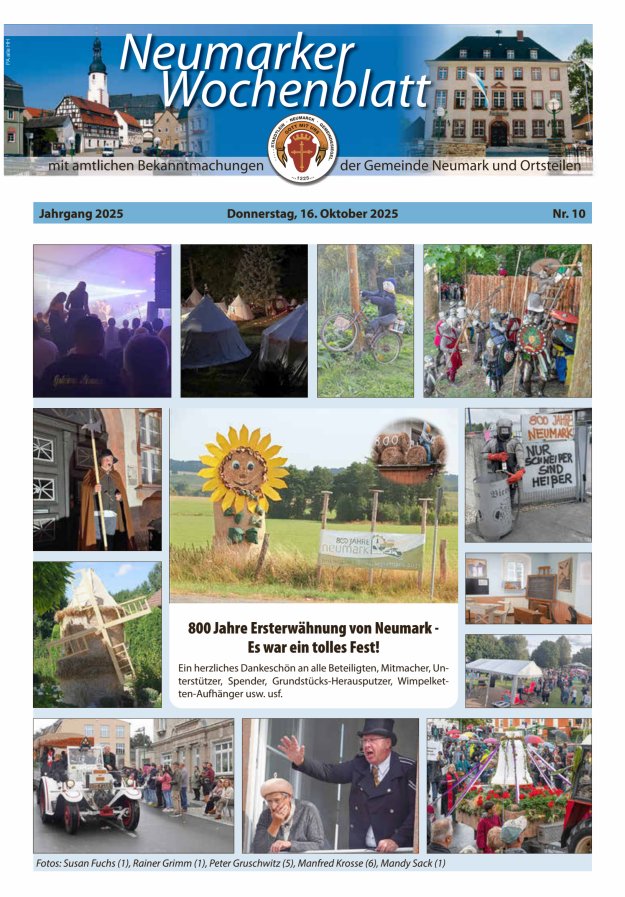 Neumarker Wochenblatt Titelblatt 10/2025