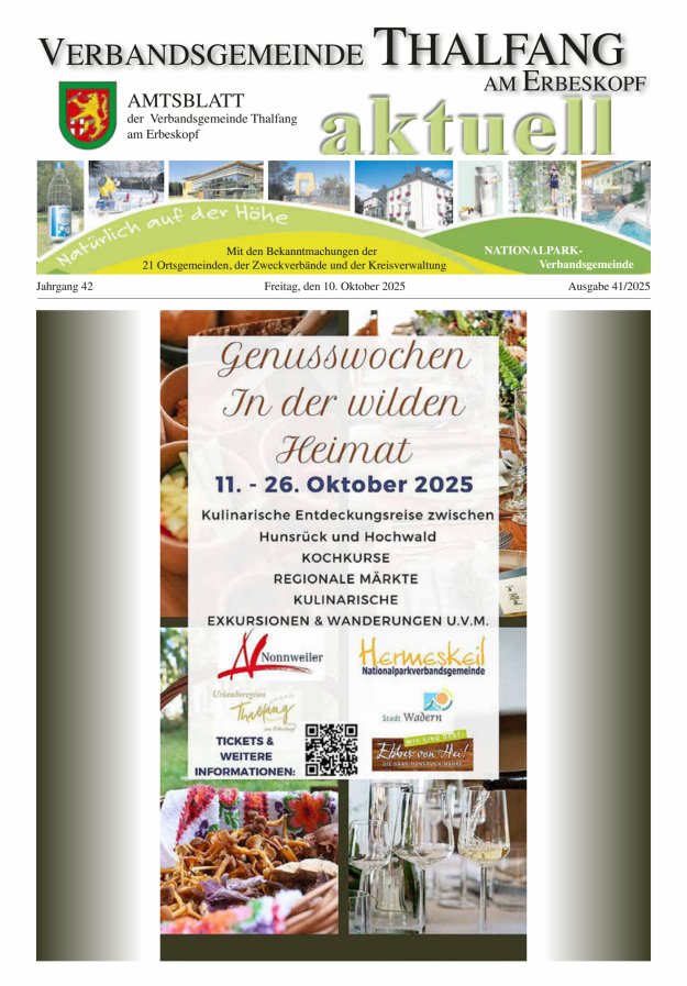 Thalfang aktuell - Amtsblatt VG Thalfang Titelblatt 41/2025