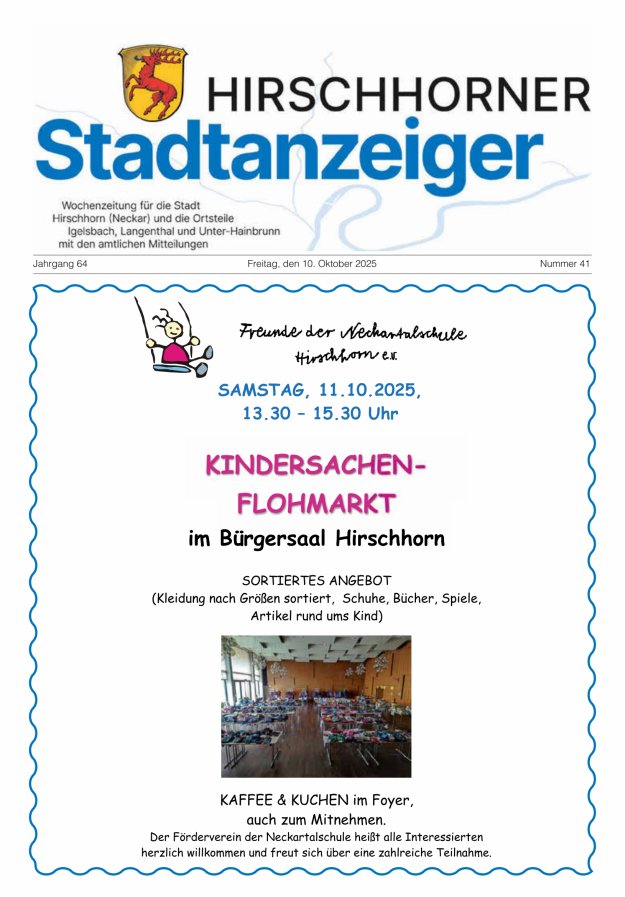 Hirschhorner Stadtanzeiger Titelblatt 41/2025