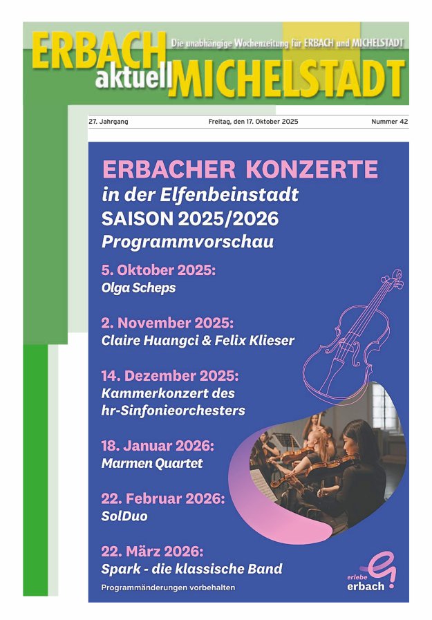 Erbach-Michelstadt aktuell Titelblatt 42/2025