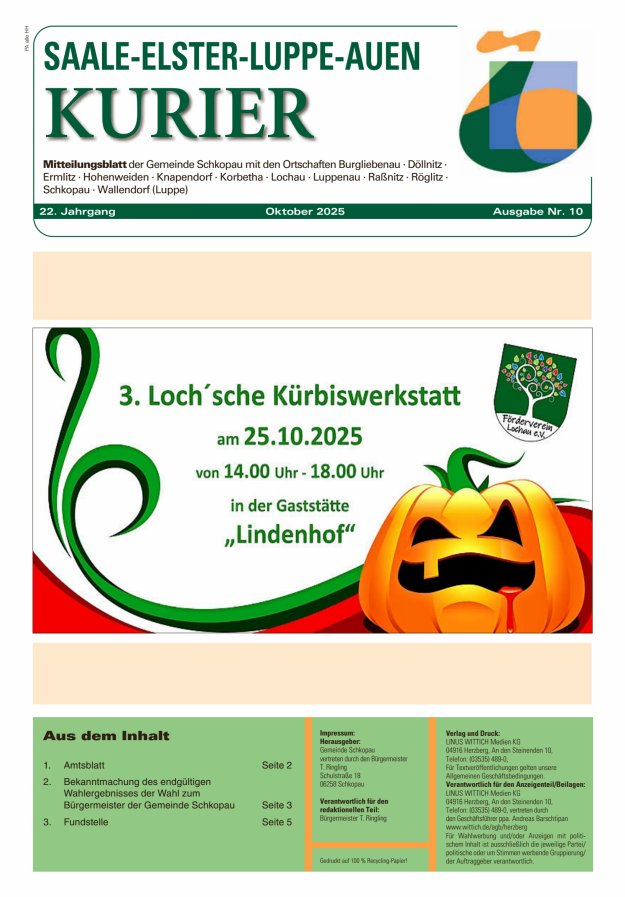 Saale-Elster-Luppe-Auen-Kurier Titelblatt 10/2025