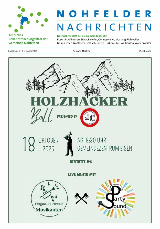 Nohfelder Nachrichten Titelblatt 41/2025