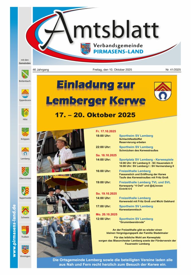 Amtsblatt VG Pirmasens-Land Titelblatt 41/2025