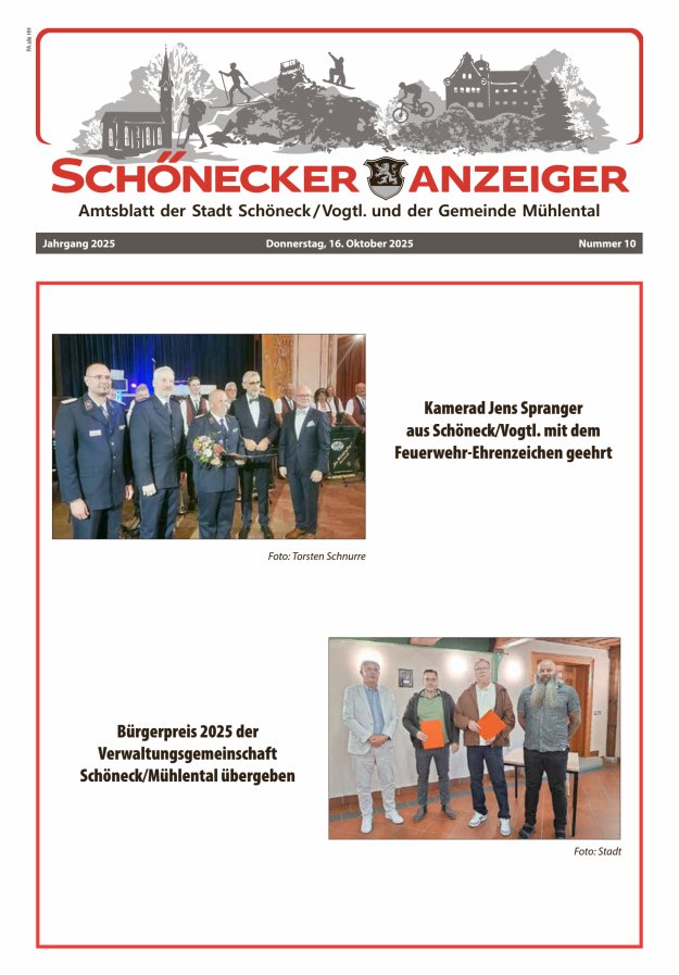Schönecker Anzeiger Titelblatt 10/2025