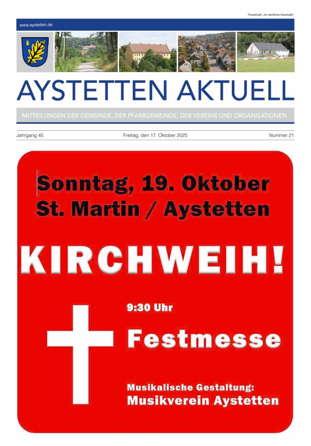 Aystetten Aktuell Wir über uns Titelblatt 21/2025