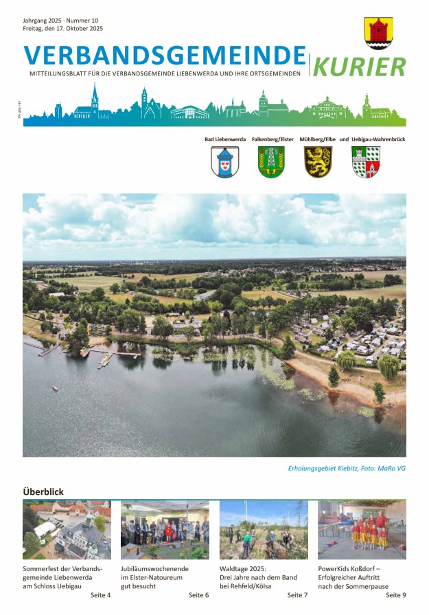 Verbandsgemeindekurier - Mitteilungsblatt für die Verbandsgemeinde Liebenwerda Titelblatt 10/2025