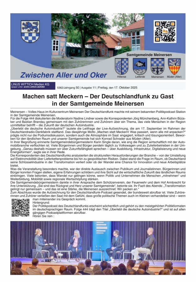 Zwischen Aller und Oker Titelblatt 11/2025