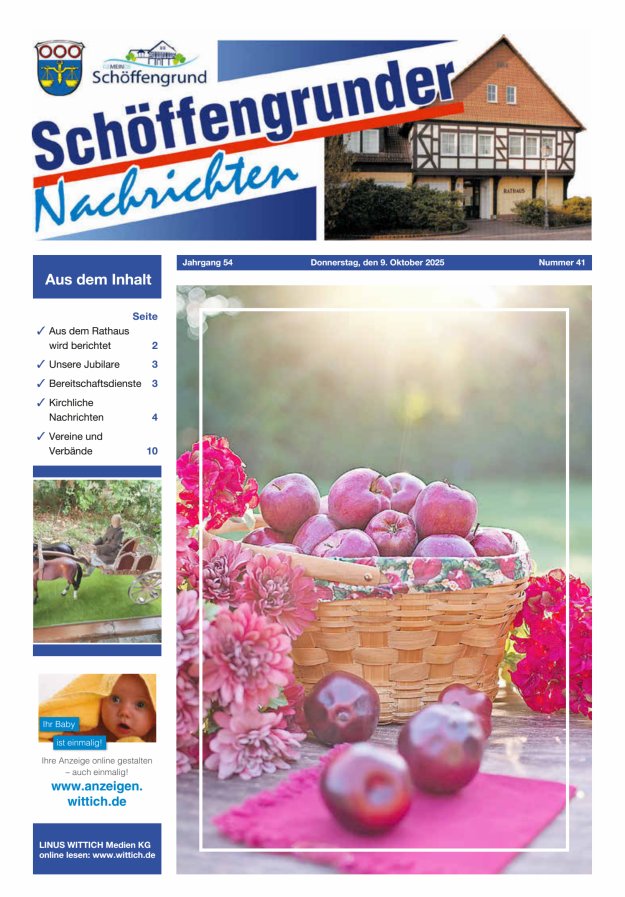 Schöffengrunder Nachrichten Titelblatt 41/2025