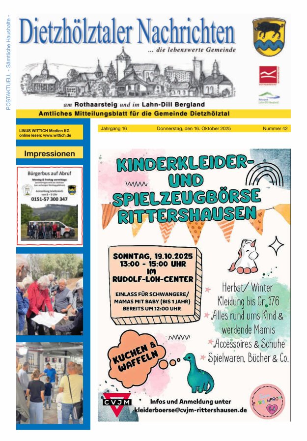 Dietzhölztaler Nachrichten Titelblatt 42/2025