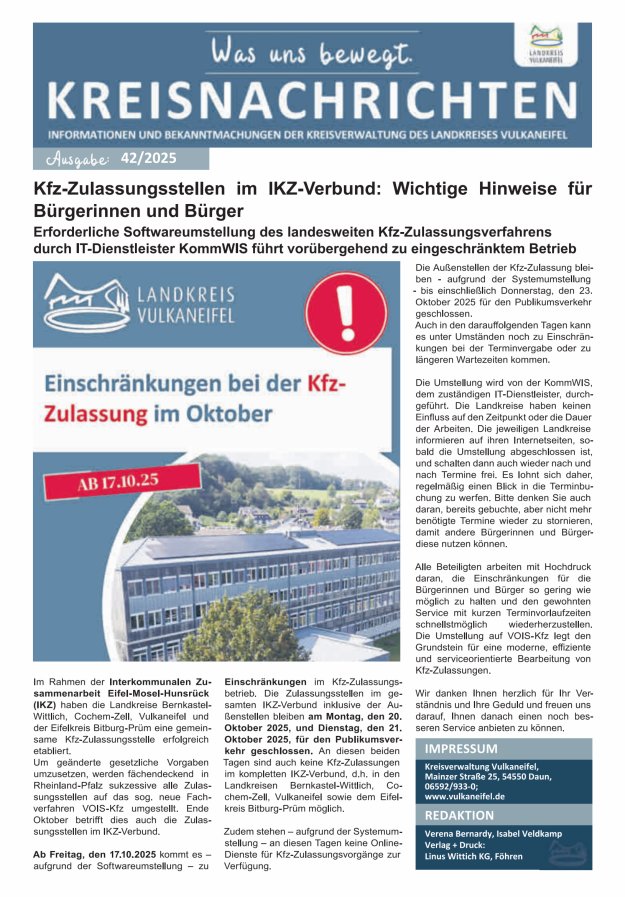 Kreisnachrichten Titelblatt 42/2025