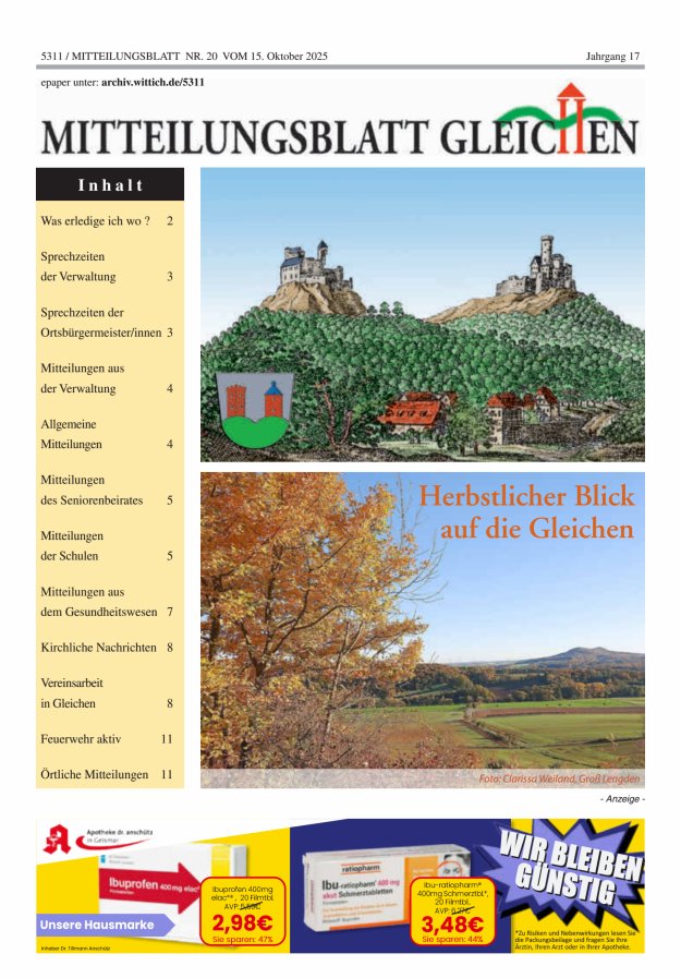 Mitteilungsblatt Gleichen Titelblatt 20/2025