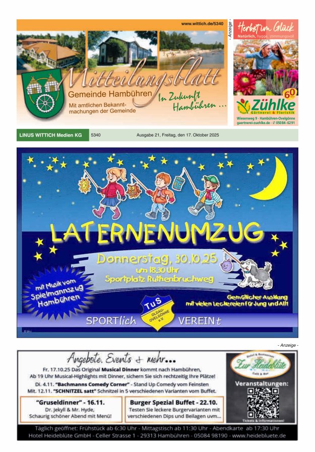 Mitteilungsblatt der Gemeinde Hambühren Titelblatt 21/2025