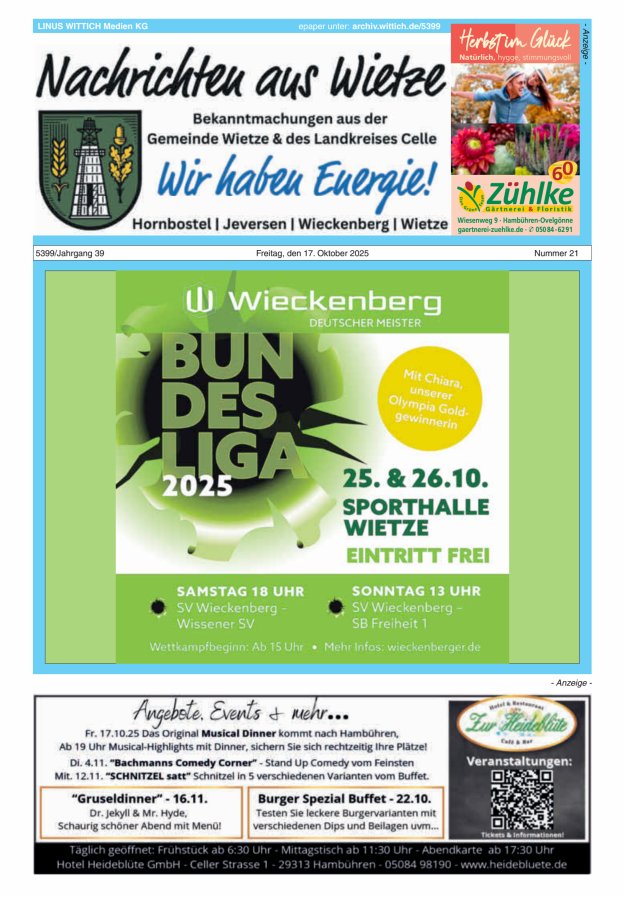 Nachrichten aus Wietze Titelblatt 21/2025