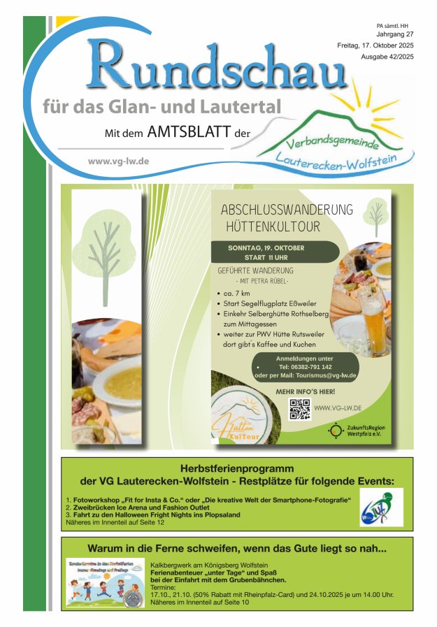 Rundschau für das Glan- und Lautertal Titelblatt 42/2025
