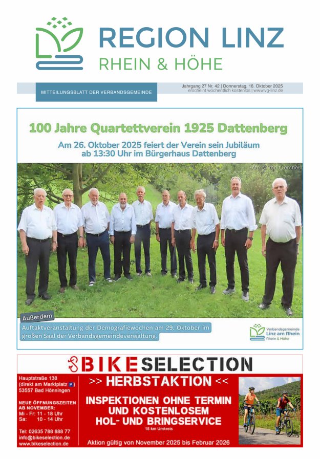 Unsere Verbandsgemeinde Linz am Rhein Titelblatt 42/2025