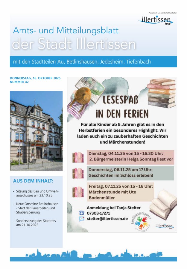 Amts- und Mitteilungsblatt Stadt Illertissen Titelblatt 42/2025