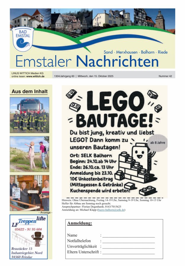 Emstaler Nachrichten Titelblatt 42/2025