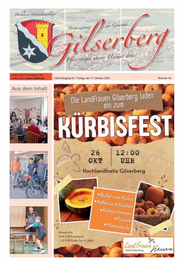 Hochland Mitteilungsblatt Gilserberg Titelblatt 42/2025