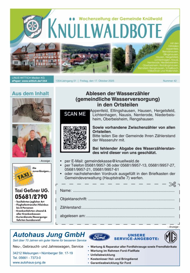Knüllwaldbote Titelblatt 42/2025
