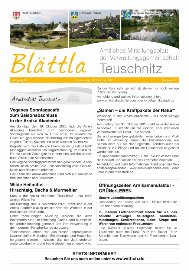 VG-Nachrichten Teuschnitz Titelblatt 21/2025