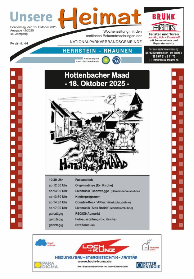 Unsere Heimat VG Herrstein-Rhaunen Titelblatt 42/2025