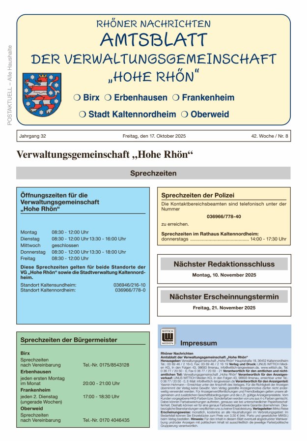 Rhöner Nachrichten Titelblatt 08/2025