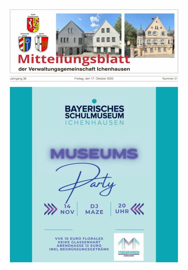 Mitteilungsblatt der Verwaltungsgemeinschaft Ichenhausen Titelblatt 21/2025