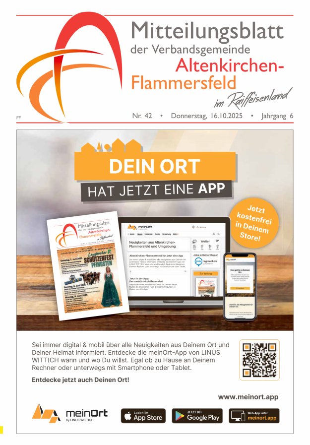 Mitteilungsblatt Verbandsgemeinde Altenkirchen-Flammersfeld Ausg Flammersfeld Titelblatt 42/2025