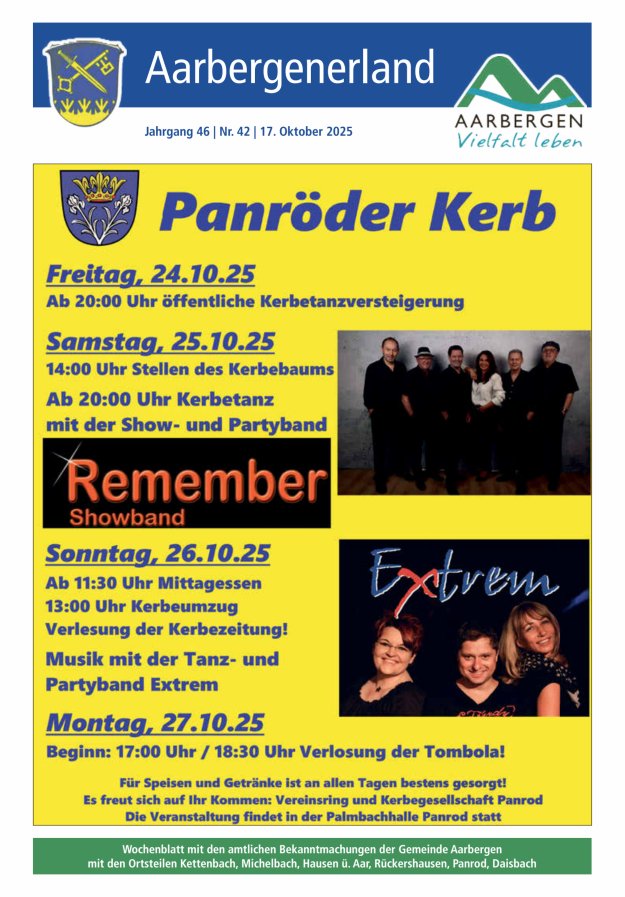 Aarbergenerland - Wochenblatt mit den amtlichen Bekanntmachungen Titelblatt 42/2025