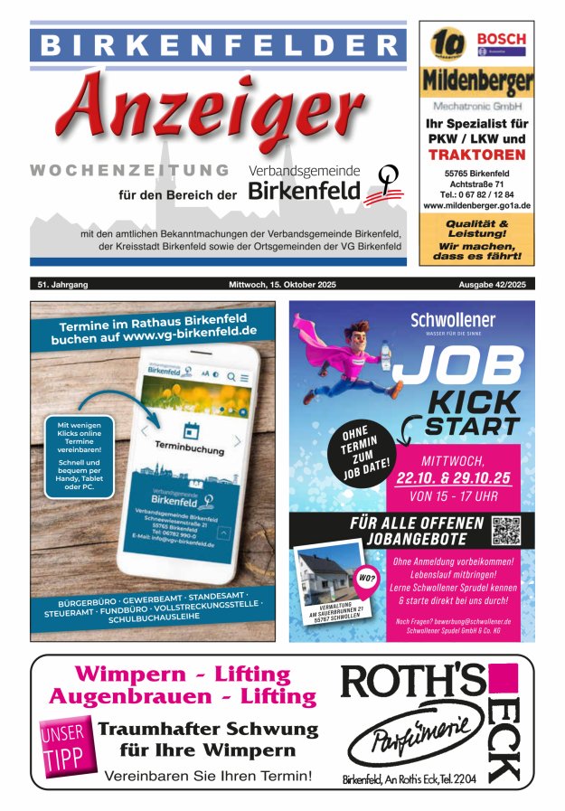 Birkenfelder Anzeiger Titelblatt 42/2025
