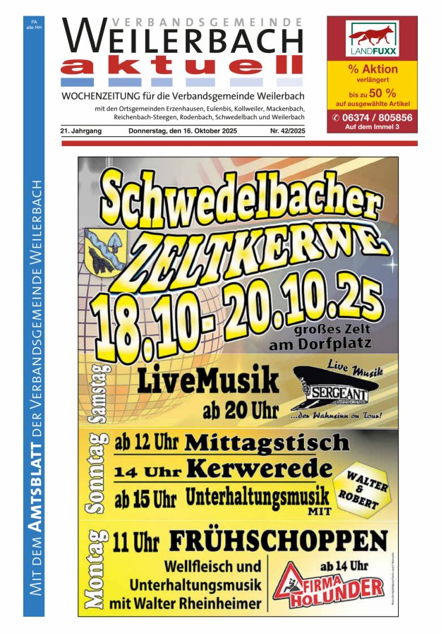 Verbandsgemeinde Weilerbach aktuell Titelblatt 42/2025