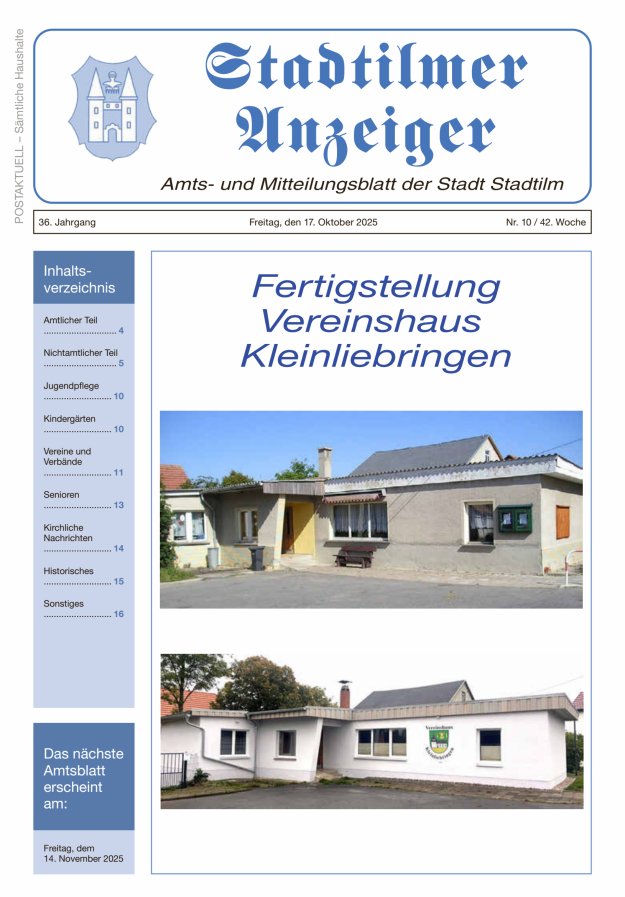 Stadtilmer Anzeiger Titelblatt 10/2025