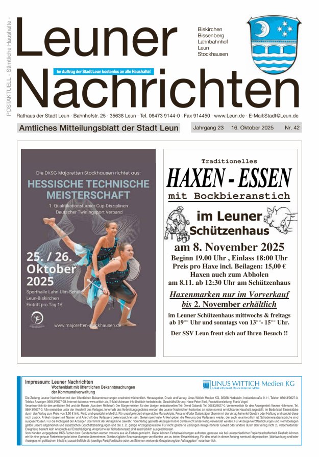 Leuner Nachrichten Titelblatt 42/2025