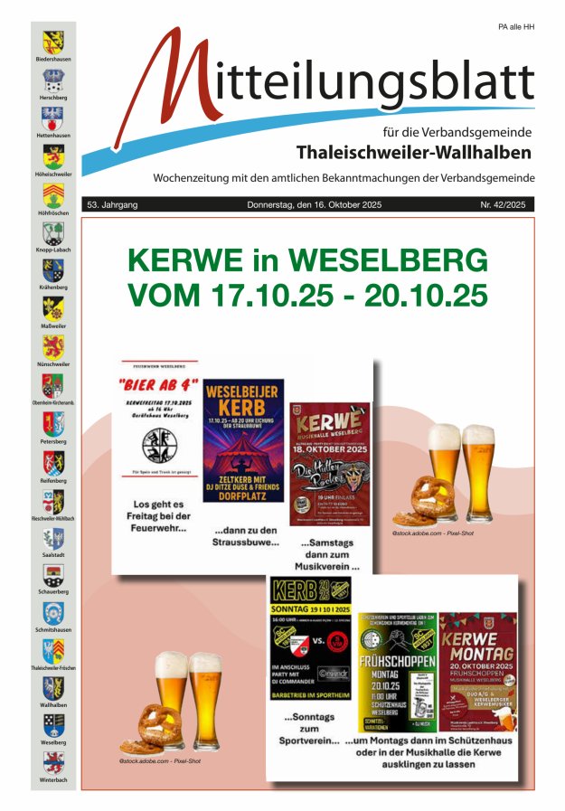 Mitteilungsblatt VG Thaleischweiler-Wallhalben Titelblatt 42/2025