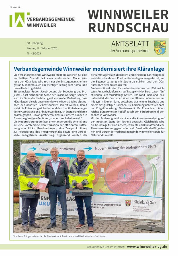 Winnweiler Rundschau Titelblatt 42/2025
