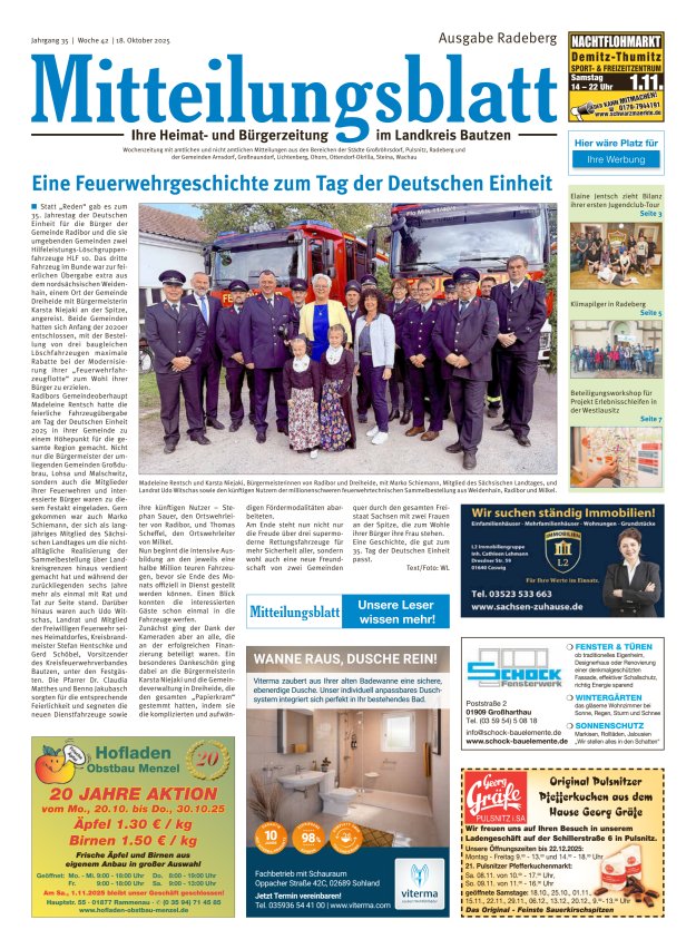 Mitteilungsblatt LK Bautzen Ausgabe Radeberg Titelblatt 21/2025