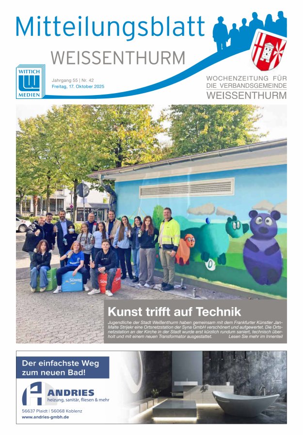 Mitteilungsblatt für den Bereich der Verbandsgemeinde Weißenthurm Titelblatt 42/2025