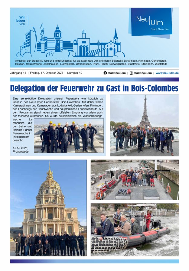 Amtsblatt der Stadt Neu-Ulm und Mitteilungsblatt für die Stadt Neu-Ulm Titelblatt 42/2025