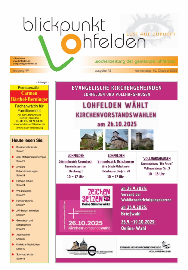 Blickpunkt Lohfelden Titelblatt 42/2025