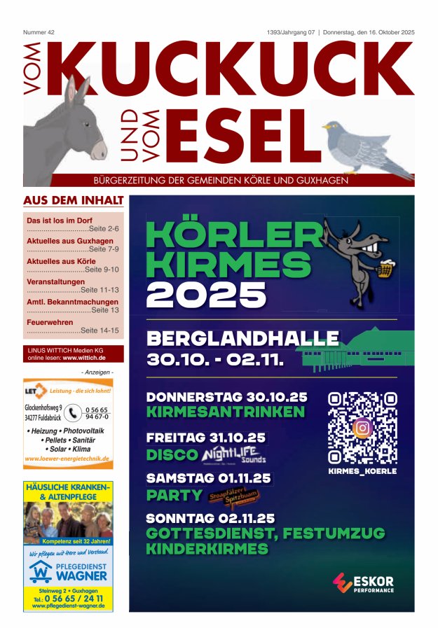 Vom Kuckuck und Esel (Guxhagen-Körle) Titelblatt 42/2025
