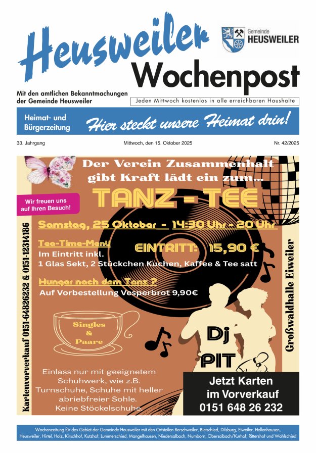 Heusweiler Wochenpost Titelblatt 42/2025
