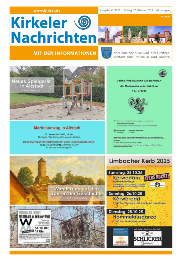 Kirkeler Nachrichten Titelblatt 42/2025